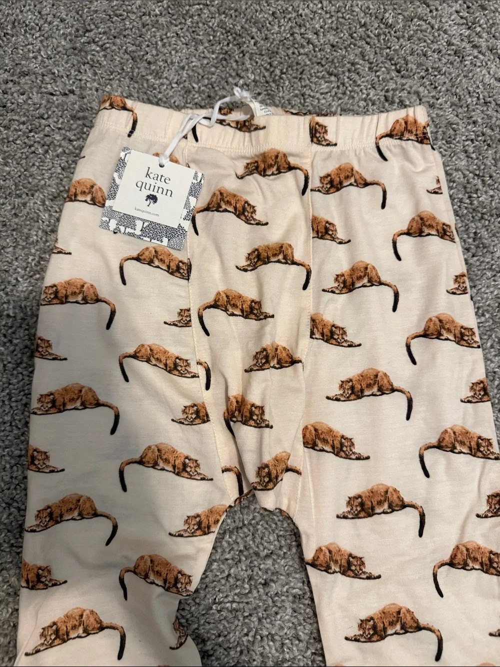 kate quinn Cream Leggings with Brown Tiger Print